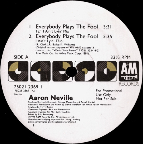 Aaron Neville – Everybody Plays The Fool (1991, Vinyl) - Discogs