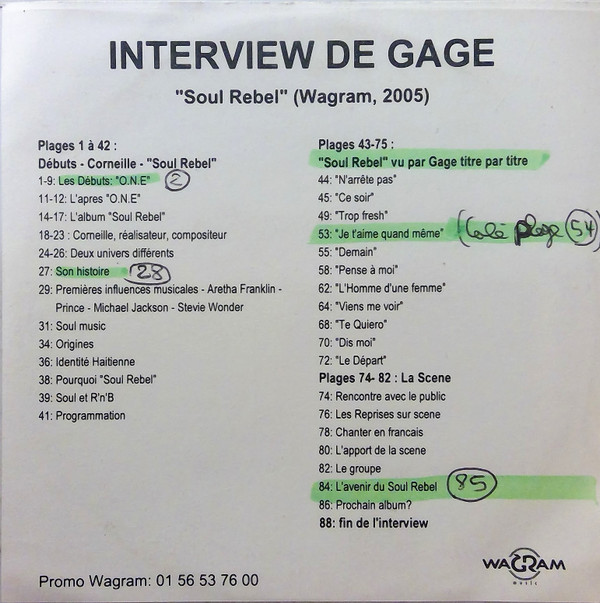 télécharger l'album Gage - Interview de Gage