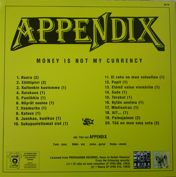 last ned album Appendix - Money Is Not My Currency