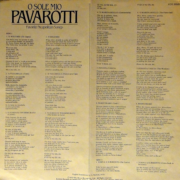 Luciano Pavarotti - O Sole Mio Favorite Neapolitan Songs | London Records (XOS 26560) - 3