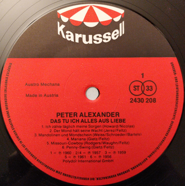 last ned album Peter Alexander - Das Tu Ich Alles Aus Liebe Zu Dir