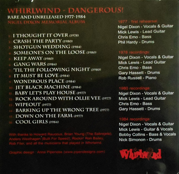 Album herunterladen Whirlwind - Dangerous Nigel Dixon Memorial Album Rare And Unreleased 1977 1984