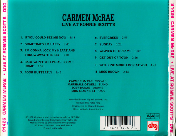 ladda ner album Download Carmen McRae - Live At Ronnie Scotts album
