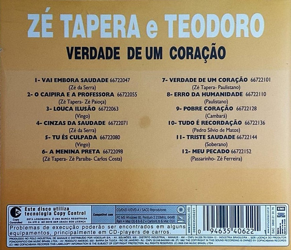 descargar álbum Zé Tapera E Teodoro - Verdade De Um Coração