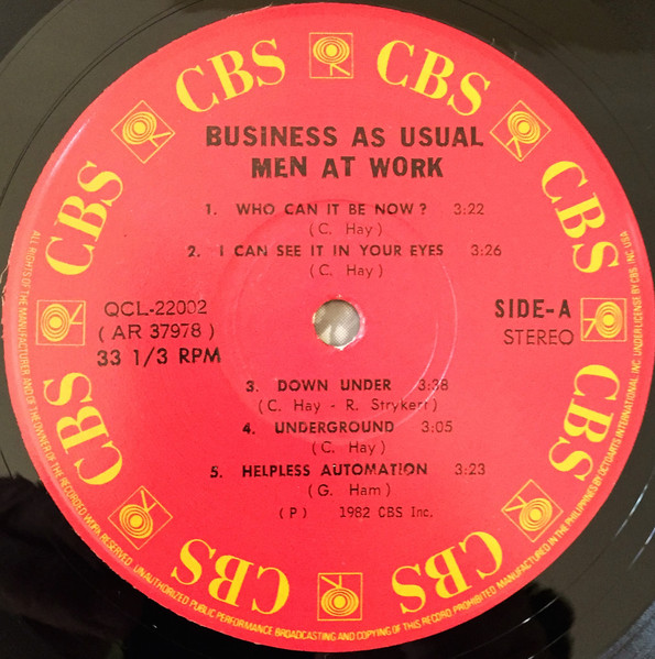 Men at Work BUSINESS AS USUAL オリジナル 1982 Vinyl Mint Like NEW