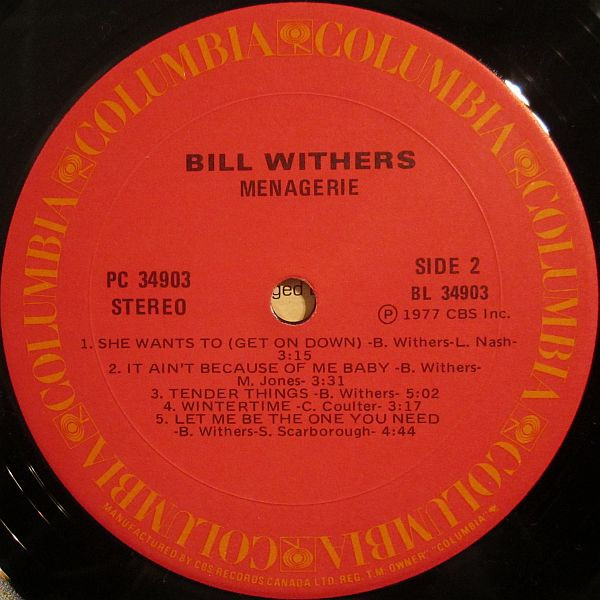 Bill Withers – Menagerie (1978, Vinyl) - Discogs