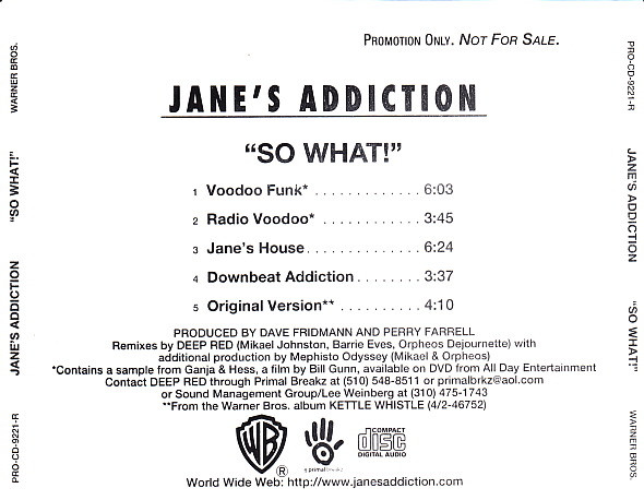 Jane's Addiction – So What! (1998, CD) - Discogs
