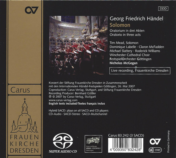 télécharger l'album Georg Friedrich Händel Nicholas McGegan - Frauenkirche Dresden Solomon