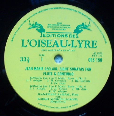 Album herunterladen JeanMarie Leclair, JeanPierre Rampal, Robert VeyronLacroix - Eight Sonatas For Flute And Continuo Record 1