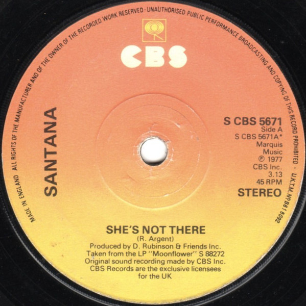 Santana – She's Not There (1978, Vinyl) - Discogs