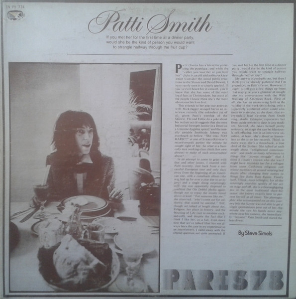 Patti Smith – Paris 78 (1978, Vinyl) - Discogs