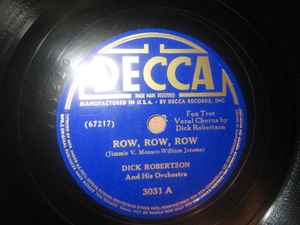 Dick Robertson And His Orchestra - Row, Row, Row / All Alone album cover