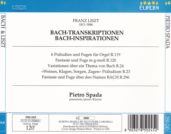 baixar álbum Franz Liszt, Pietro Spada - Bach Transkriptionen Bach Inspirationen