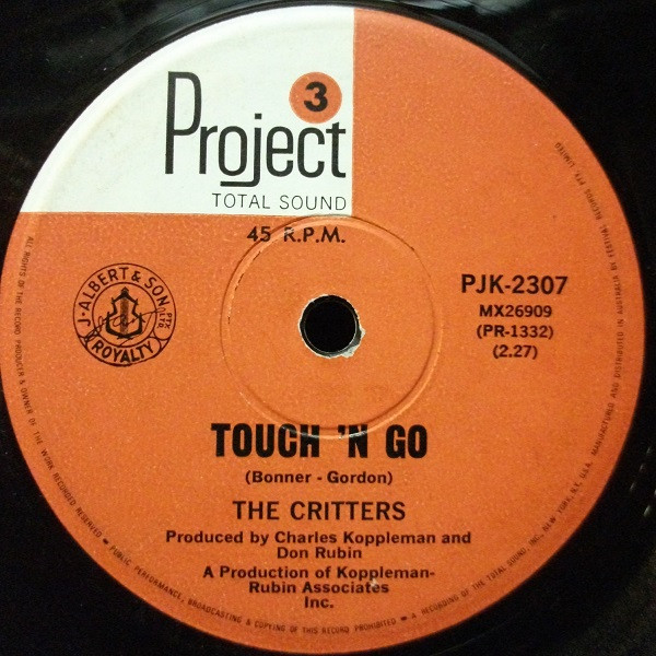 The Critters - Touch 'N Go / Younger Generation (Vinyl, US, 1968 