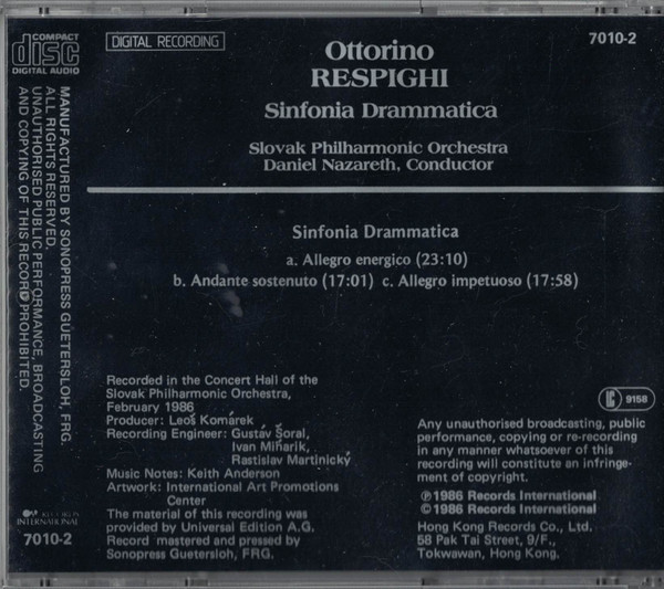 descargar álbum Ottorino Respighi, Slovak Philharmonic Orchestra, Daniel Nazareth - Sinfonia Drammatica