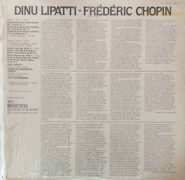 descargar álbum Chopin, Dinu Lipatti - Klavierkonzert Nr1 Etüden Op 25 Nr 5 Op 10 Nr 5