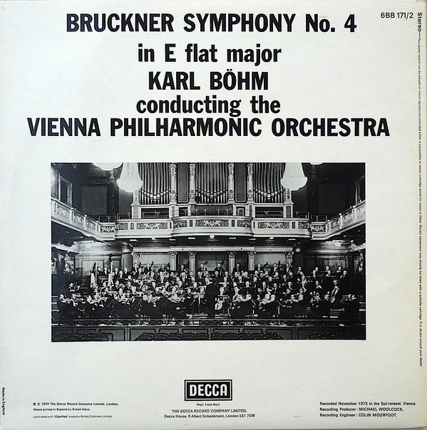 télécharger l'album Bruckner Karl Böhm, Vienna Philharmonic Orchestra - Symphony No 4 In E Flat Major