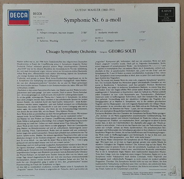 lataa albumi Gustav Mahler, Chicago Symphony Orchestra, Georg Solti - Symphonie Nr 6 A moll
