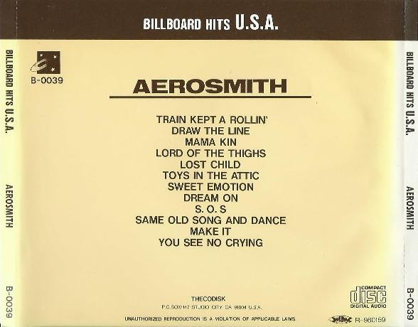 descargar álbum Aerosmith - Billboard Hits USA