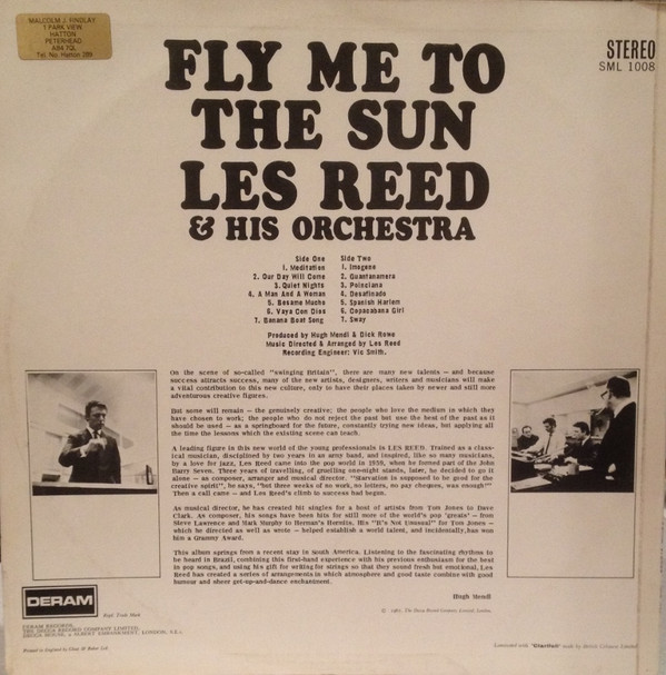 baixar álbum Les Reed & His Orchestra - Fly Me To The Sun