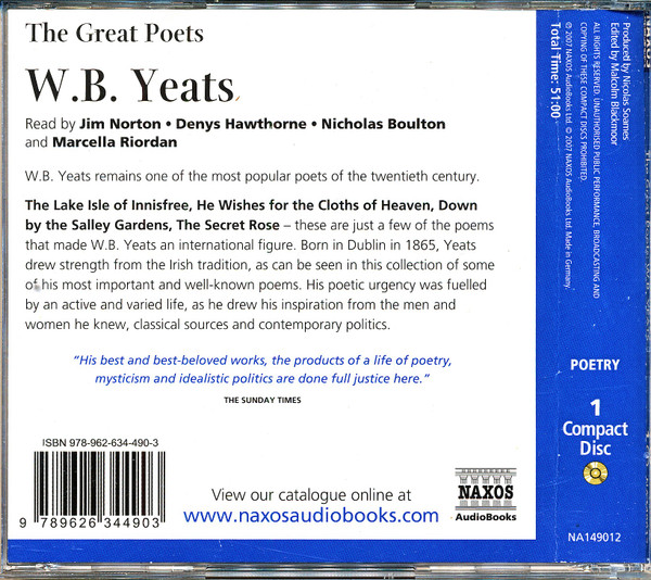 Album herunterladen W B Yeats Jim Norton, Denys Hawthorne, Nicholas Boulton And Marcella Riordan - The Great Poets