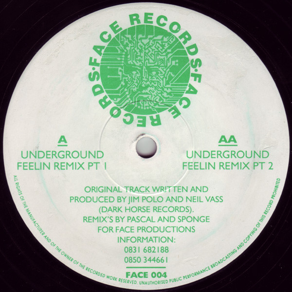 Jim Polo & Neil Vass – Underground Feelin (Remixes) (1993, Vinyl