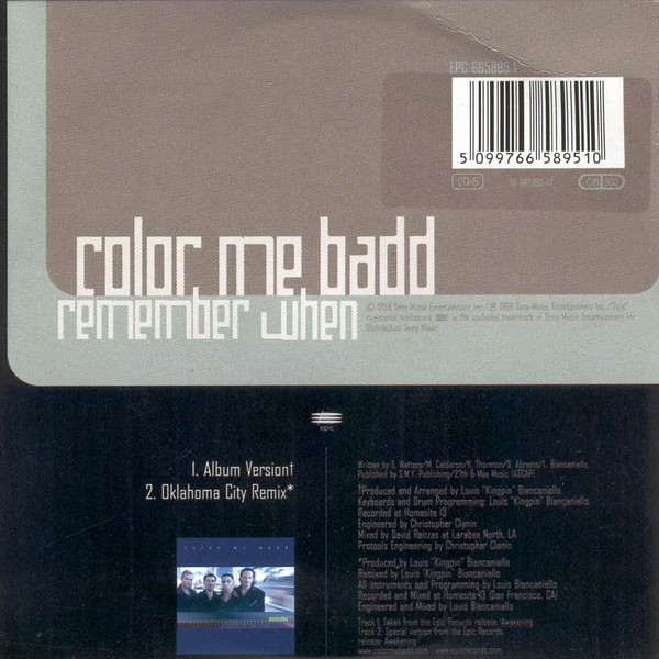 Color Me Badd – Remember When (1998, Cassette) - Discogs