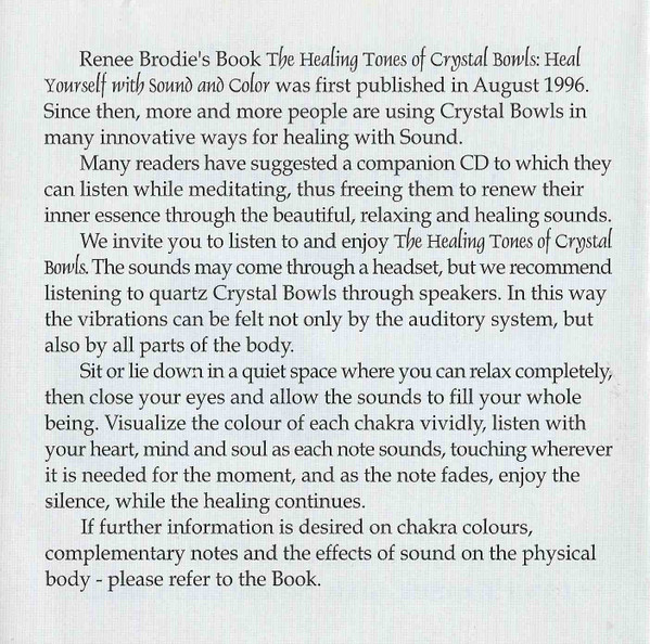 lataa albumi Renee Brodie - The Healing Tones Of Crystal Bowls