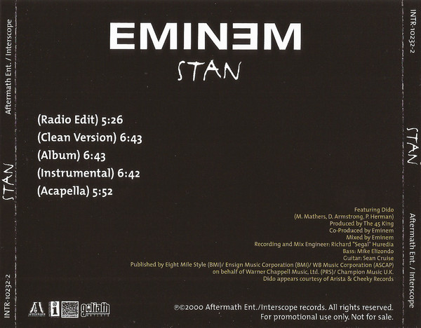 Permanecer de pié equilibrar petróleo crudo Eminem – Stan (2000, CD) - Discogs