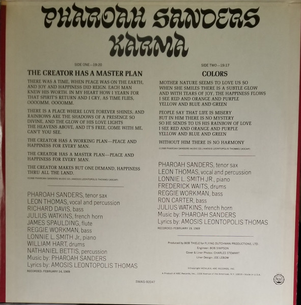 Pharoah Sanders – Karma (1969, Gatefold, Vinyl) - Discogs