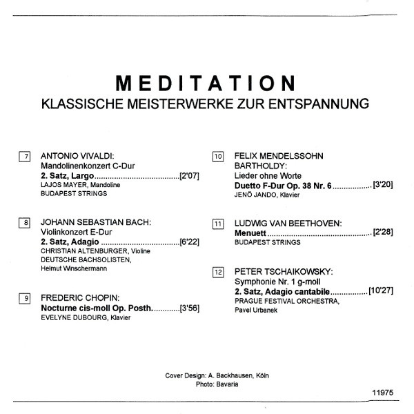 baixar álbum Various - Meditation Klassische Meisterwerke Zur Entspannung