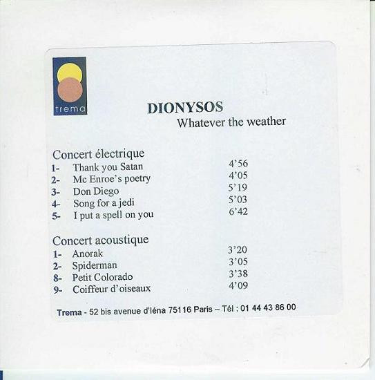 télécharger l'album Dionysos - Whatever The Weather Electrique Et Acoustique