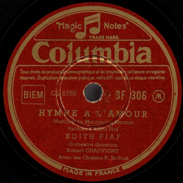 Boîte à musique à manivelle en carton renforcé Edith Piaf Hymne à lamour 