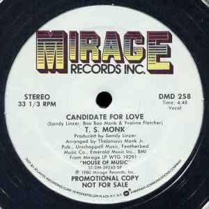 T.S. Monk - Candidate For Love / Can't Keep My Hands To Myself album cover
