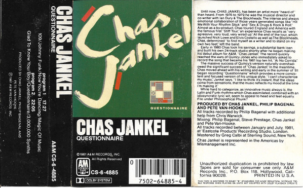 Chas Jankel - Chasanova | Releases | Discogs