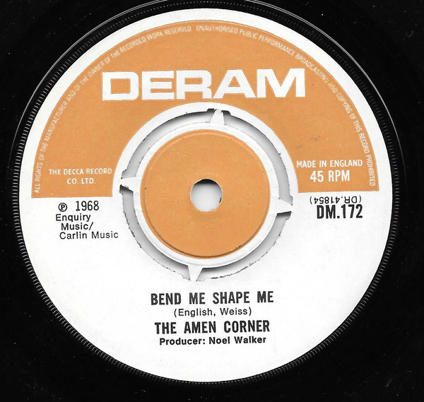 - S5783A Amen Corner Bend Me Shape Me Vinyl Record 7. 