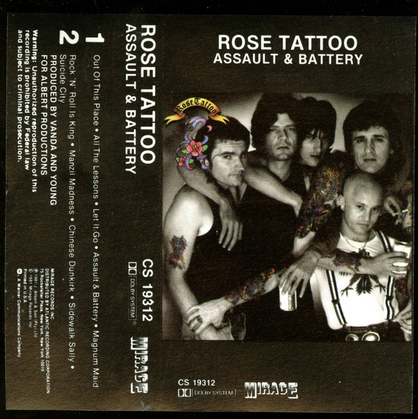 Rose Tattoo – Assault & Battery (1981, Cassette) -