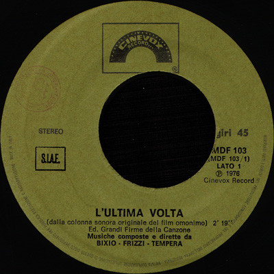 Album herunterladen Bixio Frizzi Tempera - Lultima Volta Colonna Sonora Originale