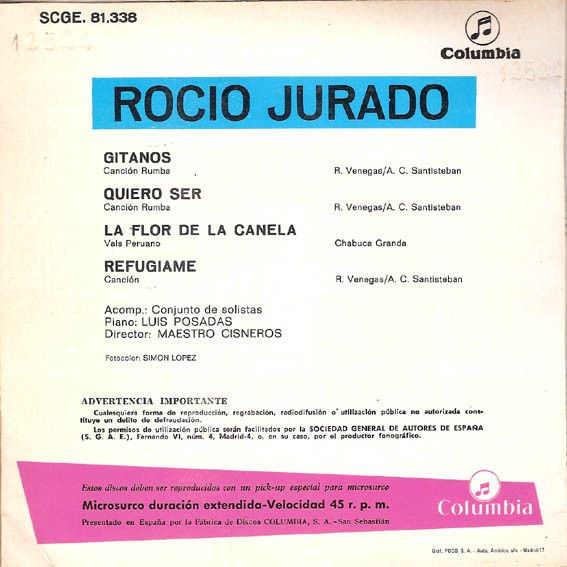 lataa albumi Rocio Jurado - Gitanos Quiero Ser La Flor De La Canela Refugiame