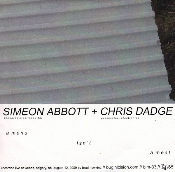télécharger l'album Simeon Abbott + Chris Dadge - A Menu Isnt A Meal