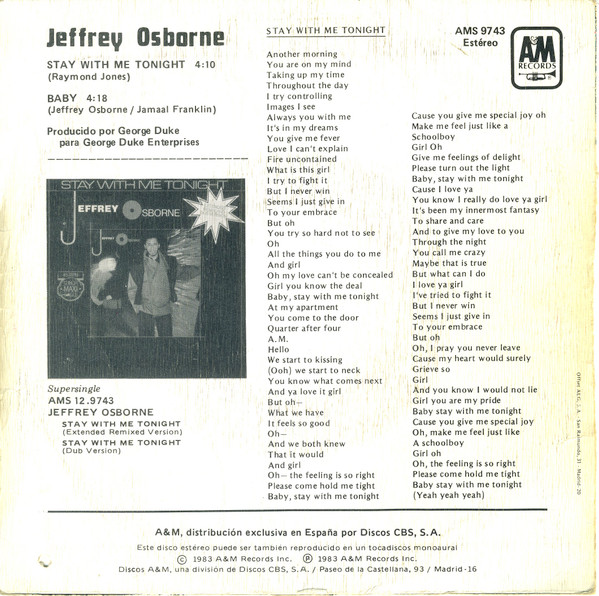 Album herunterladen Jeffrey Osborne - Stay With Me Tonight