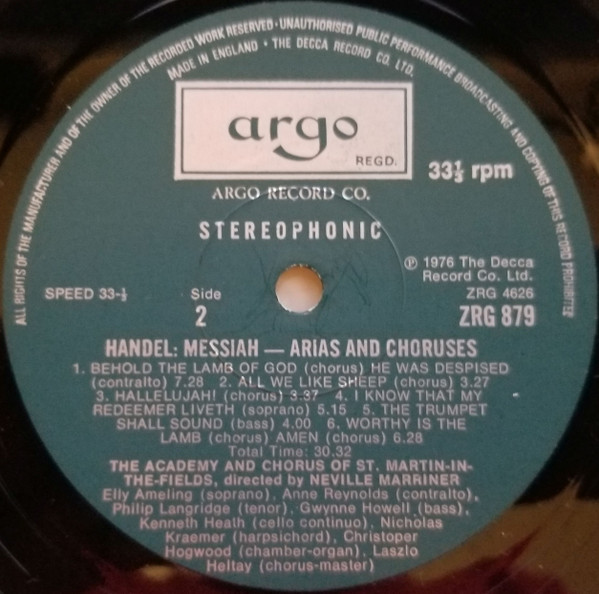 lataa albumi GF Handel, Elly Ameling Philip Langridge, Anna Reynolds Gwynne Howell, The Academy Of St MartinintheFields, Neville Marriner - Messiah Arias And Choruses Based On The First London Performance Of March 23rd 1743