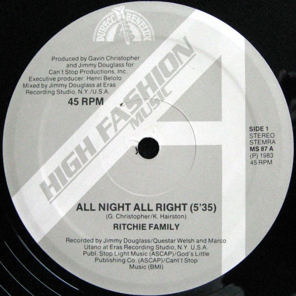 baixar álbum The Ritchie Family - All Night All Right