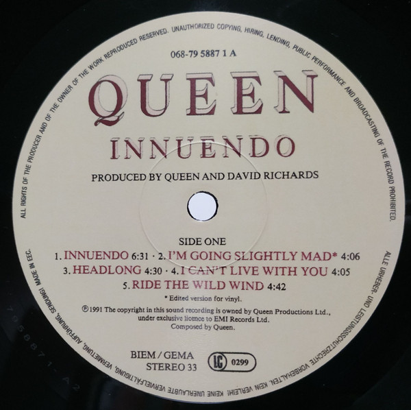 VINILE Queen INNUENDO – Firefly Audio