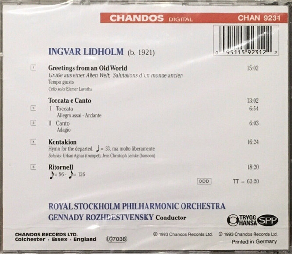 télécharger l'album Ingvar Lidholm, Royal Stockholm Philharmonic Orchestra, Gennady Rozhdestvensky - Greetings From An Old World Toccata E Canto Kontakion Ritornell