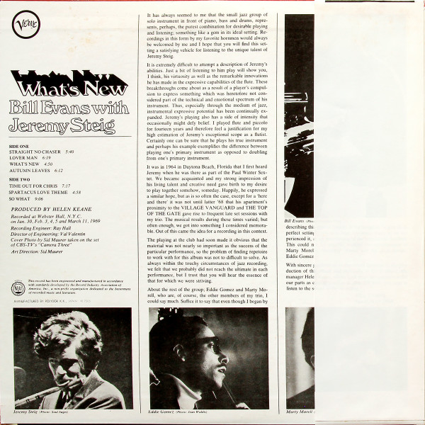 Bill Evans With Jeremy Steig - What's New | Releases | Discogs