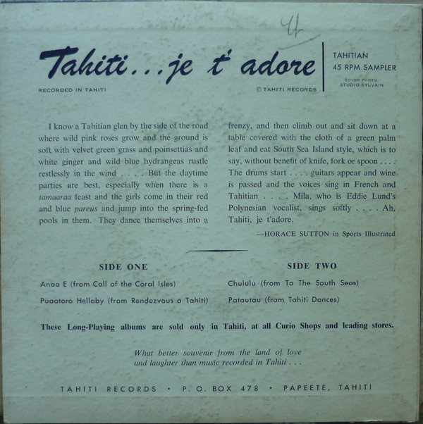 last ned album Eddie Lund And His Tahitians - Tahiti Je Tadore