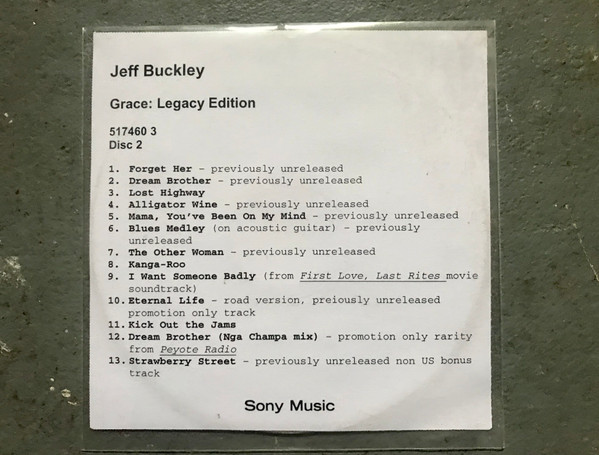 CD disco di platino di Grace Jeff Buckley 