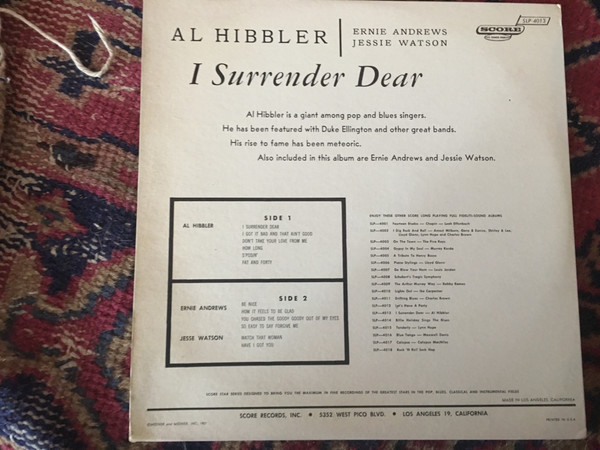Album herunterladen Al Hibbler, Ernie Andrews, Jesse Watson - I Surrender Dear