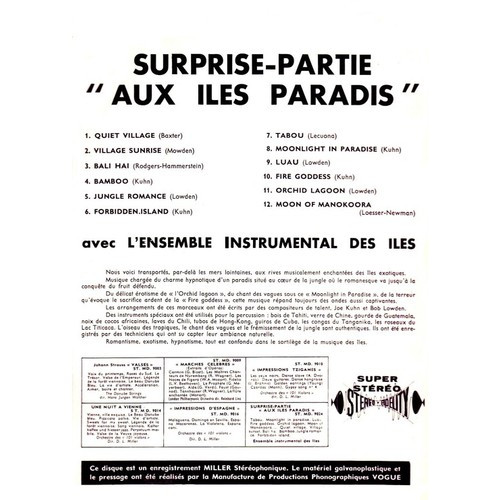last ned album L'Ensemble Instrumental Des Iles - Surprise Partie Aux Iles Paradis